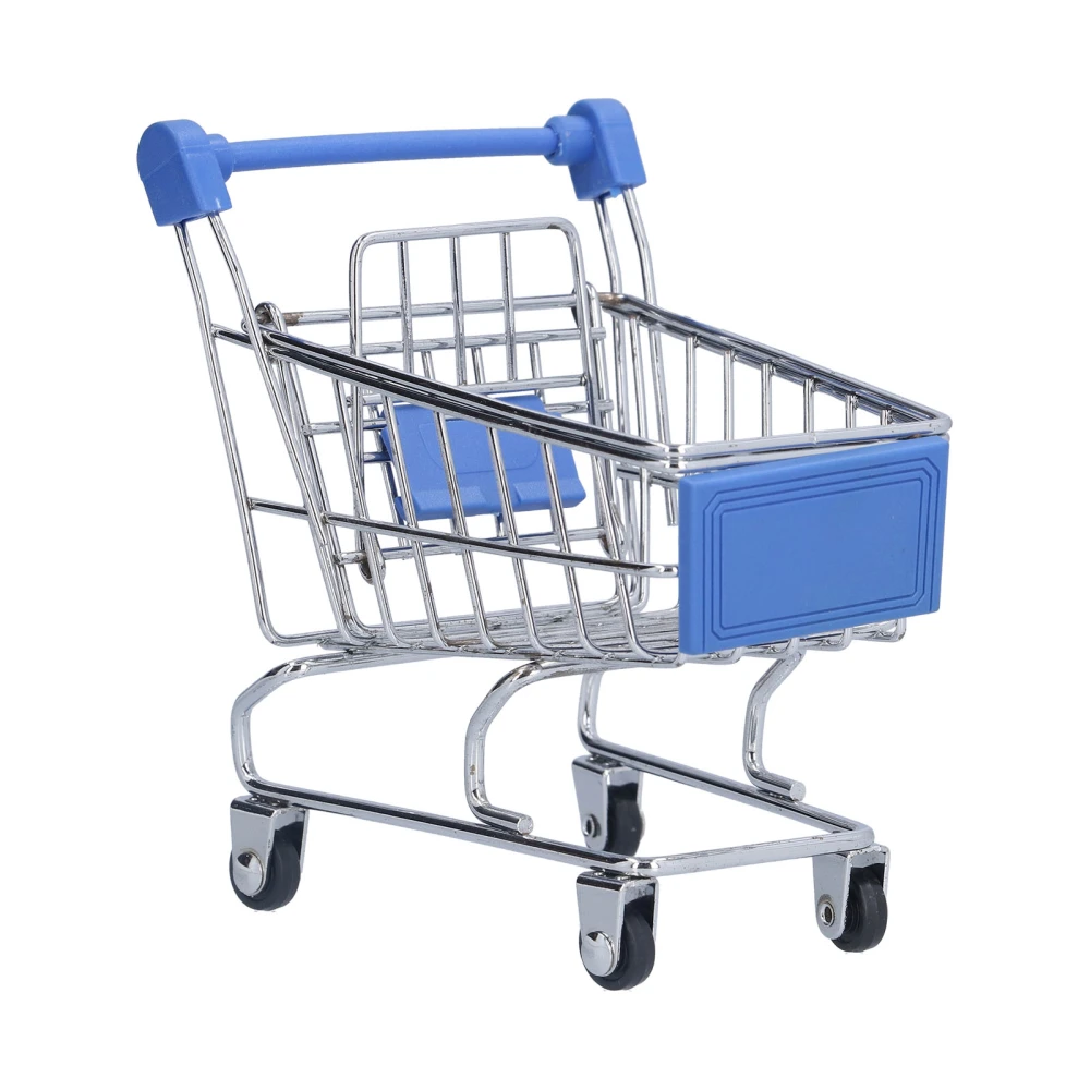 Mini Supermarket Handcart Blue Exquisite Wide Application Sturdy Durable Mini Shopping Cart for Home Kitchen Office