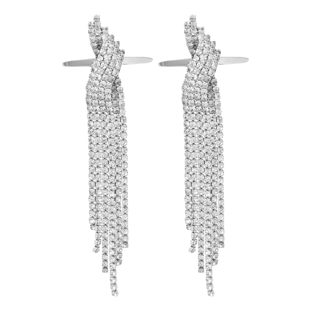 2 Pcs Crystal Tassel Shoe Clothing Decorative Accessory Zinc Alloy OrnamentType G 1.4x9.4cm