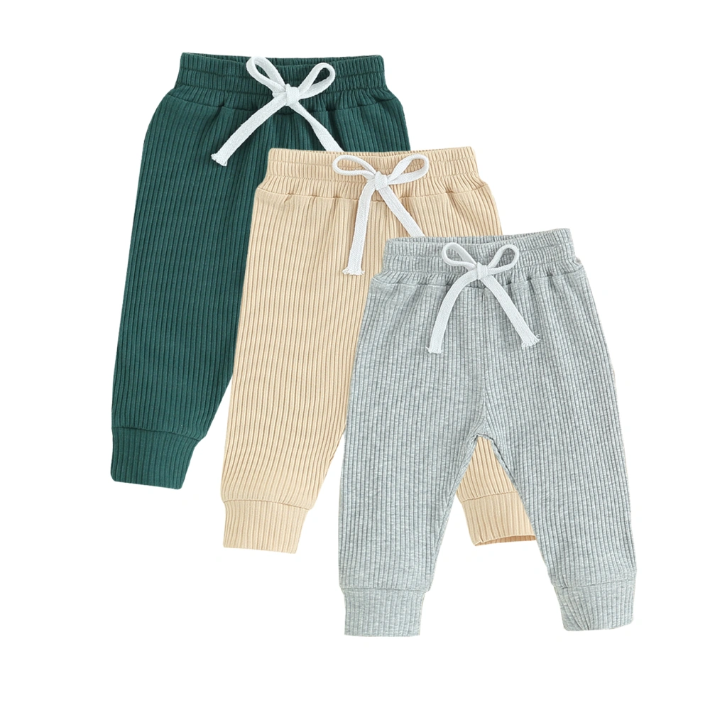 Toddler Long Pants Winter Baby Solid Color Slim Fit Ribbed Bottom