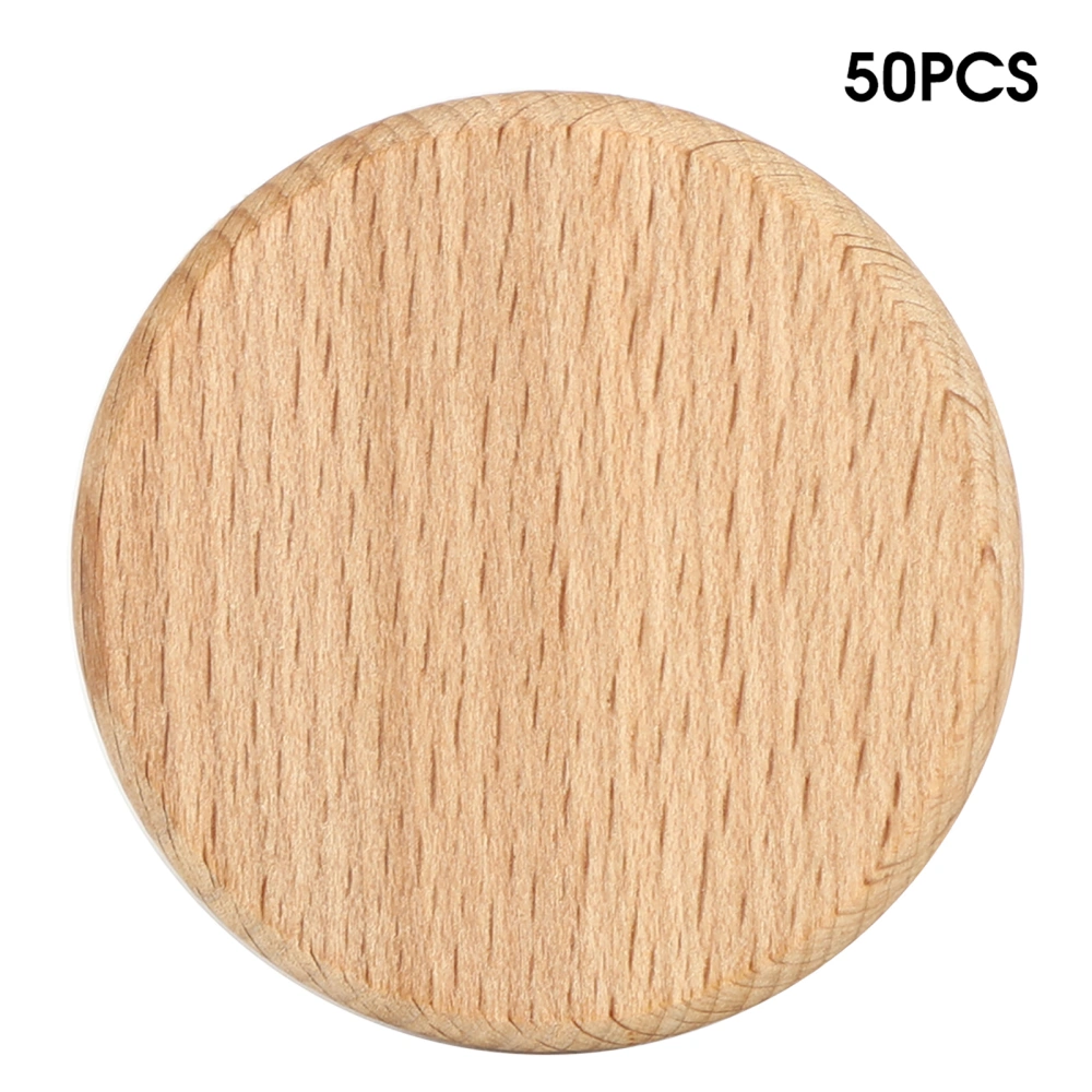 50Pcs Round Wooden Blank Slices Beech Chip No Hole DIY Hand Made Decoration Accessories(6cm )