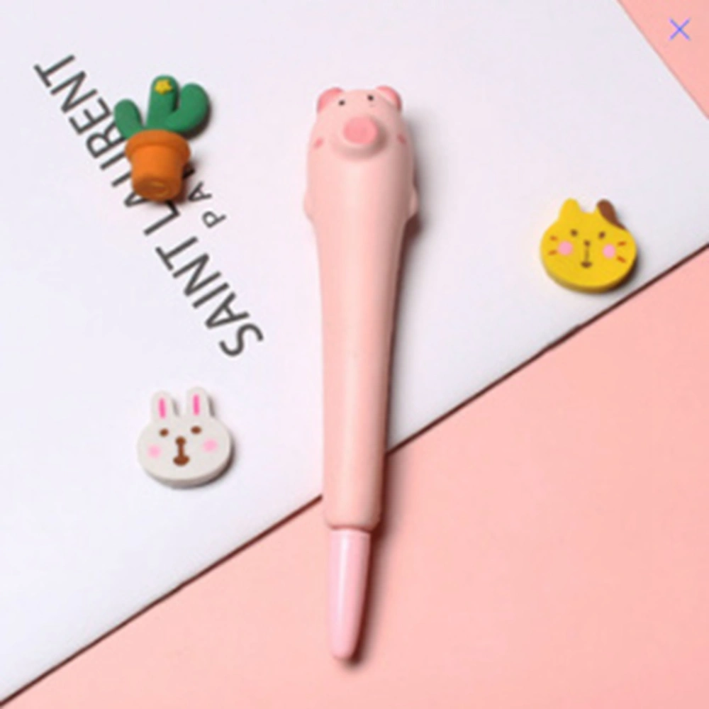 Squishy Pens Cute Soft Relieve Stress Smoother Writing Kawaii Gel Ink Pen for Holiday Gifts School SuppliesPink Pig