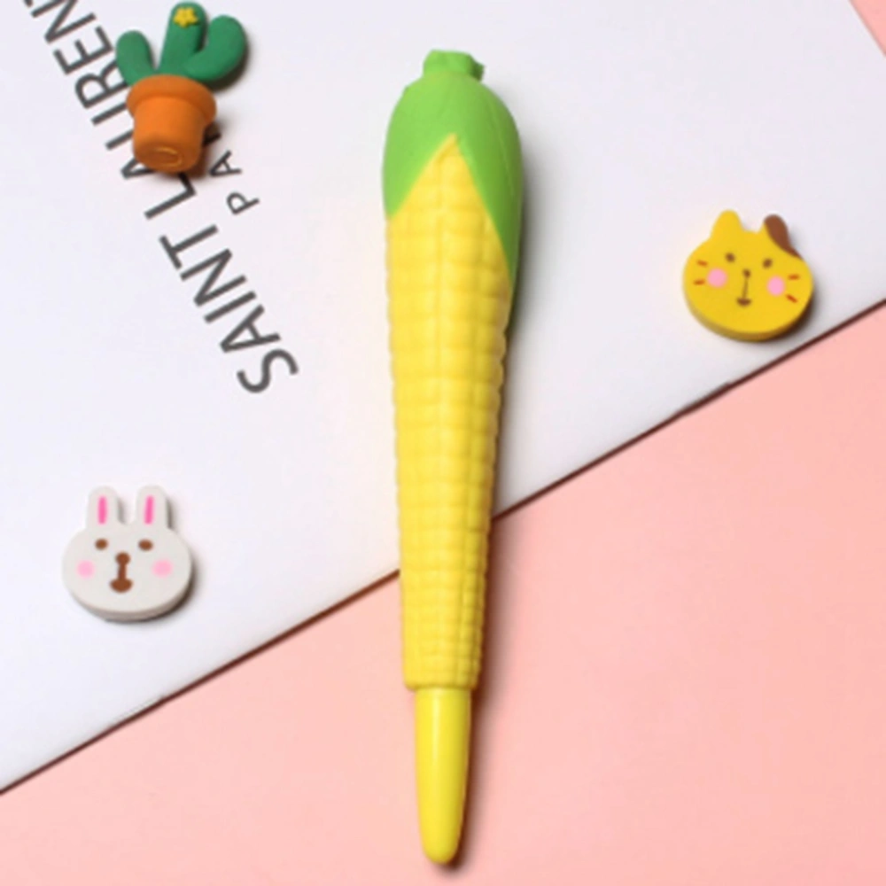 Squishy Pens Cute Soft Relieve Stress Smoother Writing Kawaii Gel Ink Pen for Holiday Gifts School SuppliesCorn