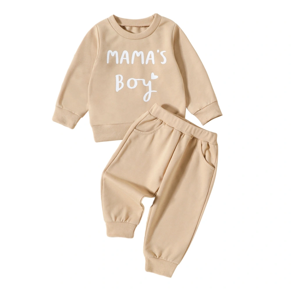 Toddler Boy Long Sleeve Letter Print Sweatshirt Solid Color Pants Sets