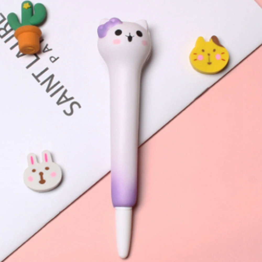 Squishy Pens Cute Soft Relieve Stress Smoother Writing Kawaii Gel Ink Pen for Holiday Gifts School SuppliesKitten