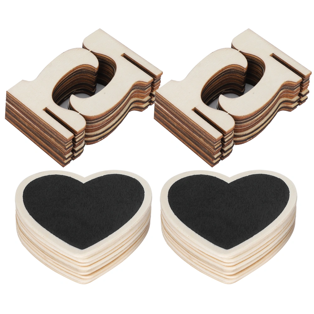 2 Set Wood Mini Chalkboard Signs Card Place Blackboard Wedding Heart Shaped Tabletop Decoration