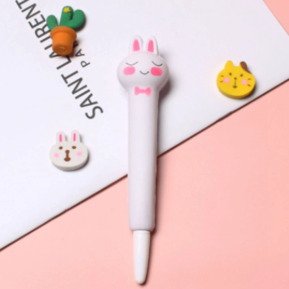 Squishy Pens Cute Soft Relieve Stress Smoother Writing Kawaii Gel Ink Pen for Holiday Gifts School SuppliesWhite Rabbits