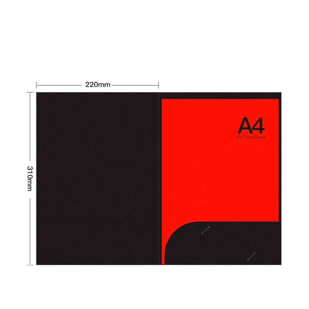 Pocket Folder L Shaped Folder Bevel Design Built in Pocket Convenient Put Paper FolderDouble Plug Red