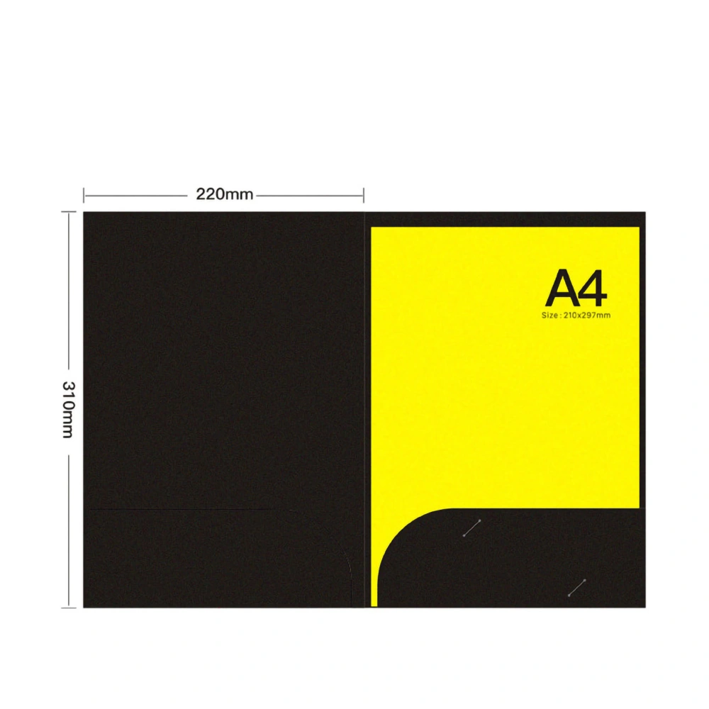 Pocket Folder L Shaped Folder Bevel Design Built in Pocket Convenient Put Paper FolderDouble Plug Yellow