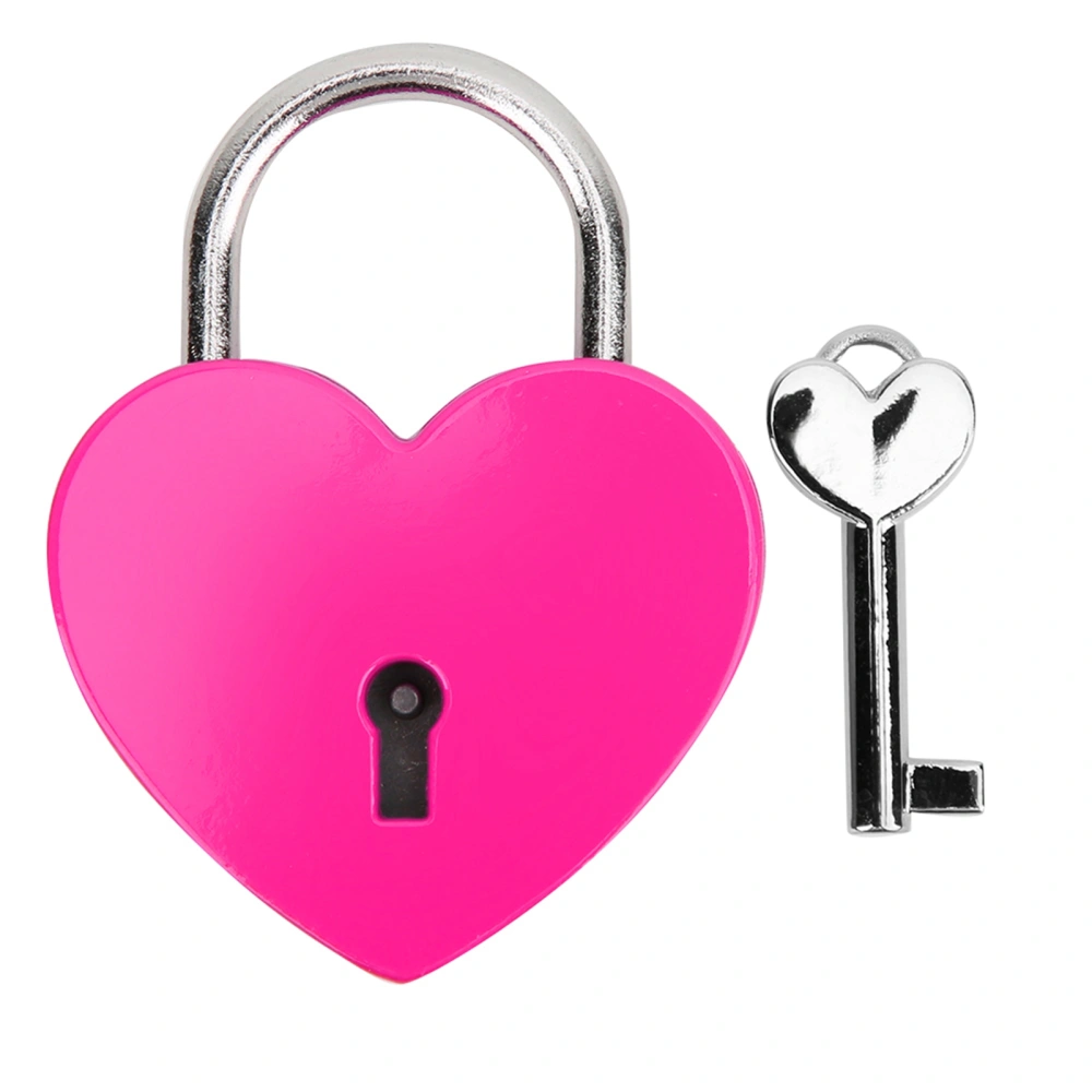 Heart Lock Metal Colorful Exquisite Padlock Household Craft Supplies with Key 45x59mmRose Red