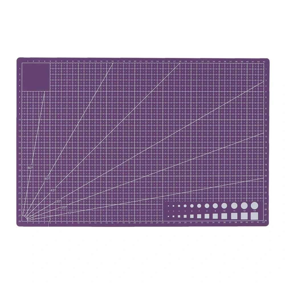 A3 Double Side PVC Cutting Mat Board Self Healing Grid Lines Craft Tool Stationary(Purple)