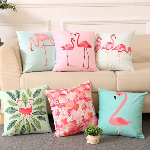 Creative Flamingo Printed Square Home Decorative Pillow Cover