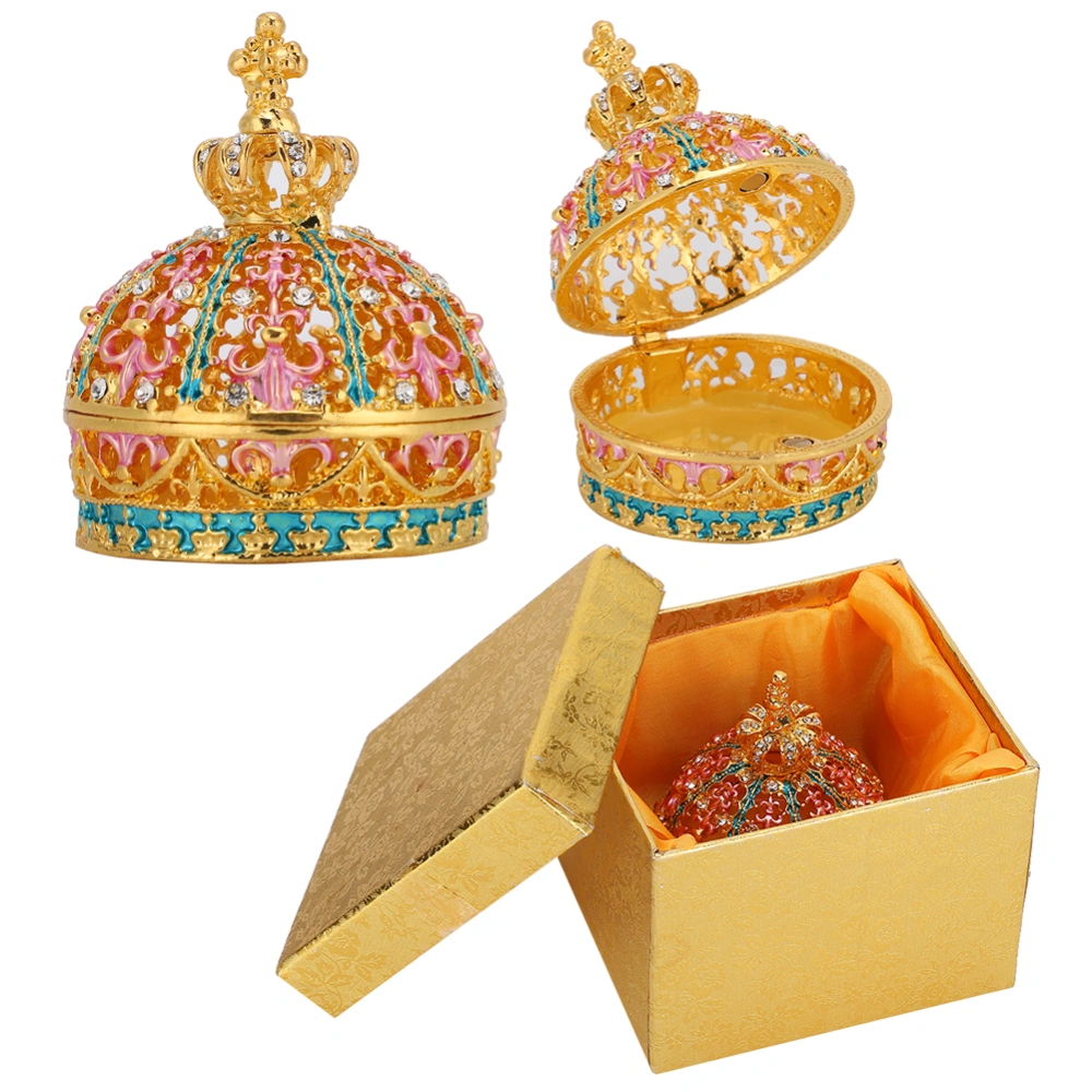 Enameled Crown Jewelry Box Metal Crafts Storage Enamel Painted Ornaments Home Decoration