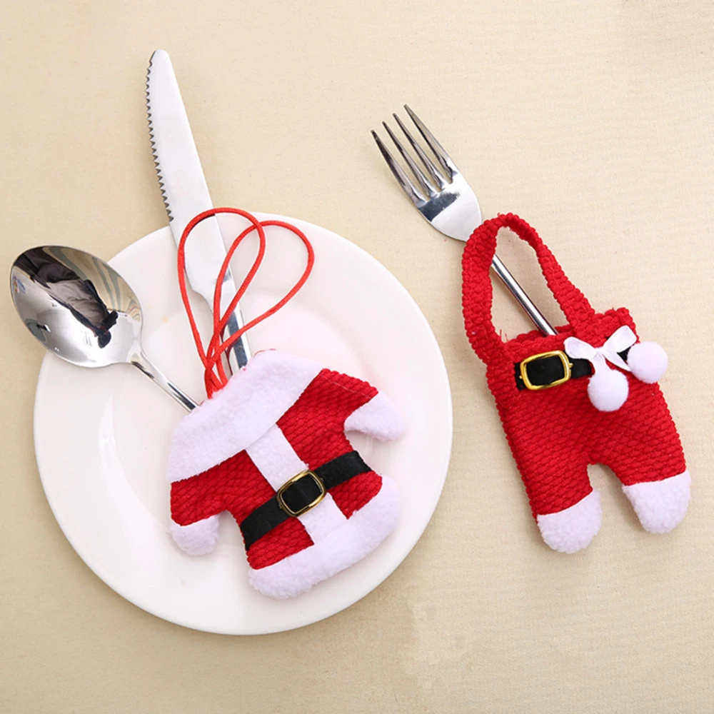 Christmas Santa Cutlery Cover Classic Red Knife and Fork Tableware Case