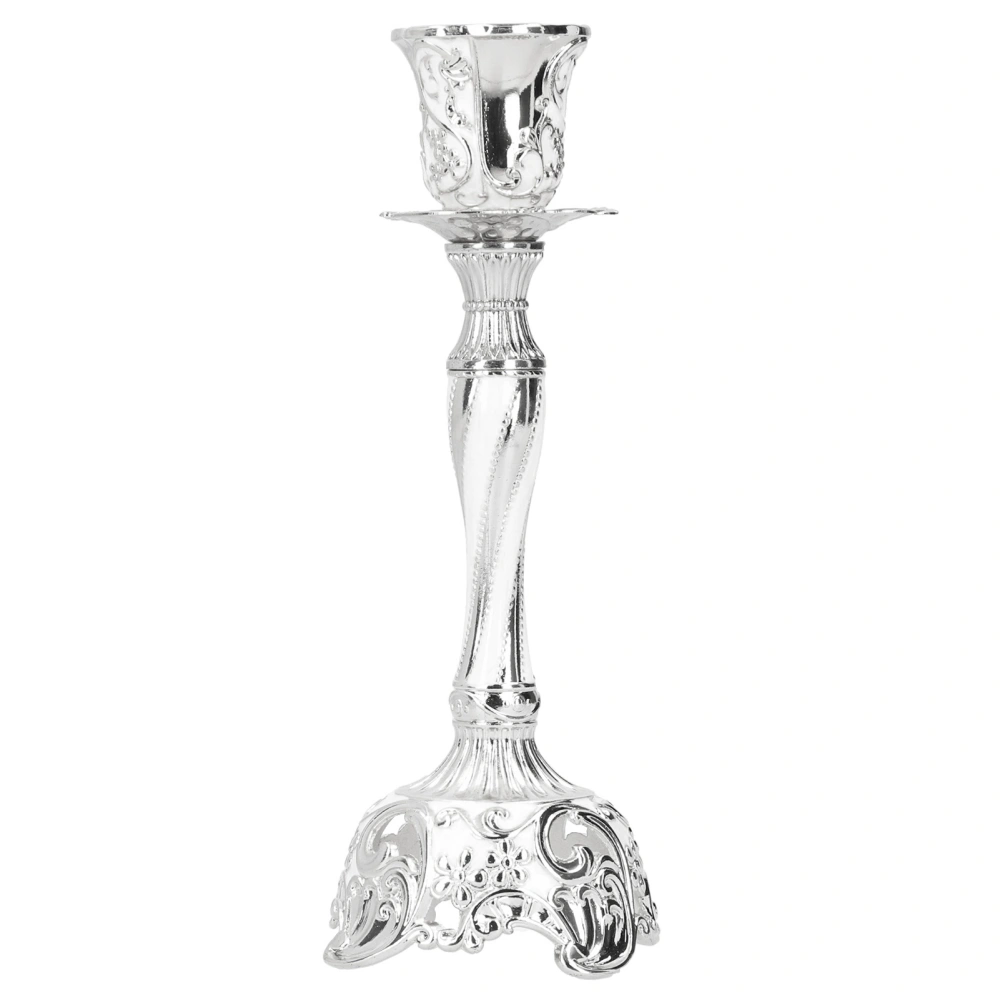 Candlestick Home Decoration Candle Holder Ornament for Wedding Candlelight DinnerSilver White