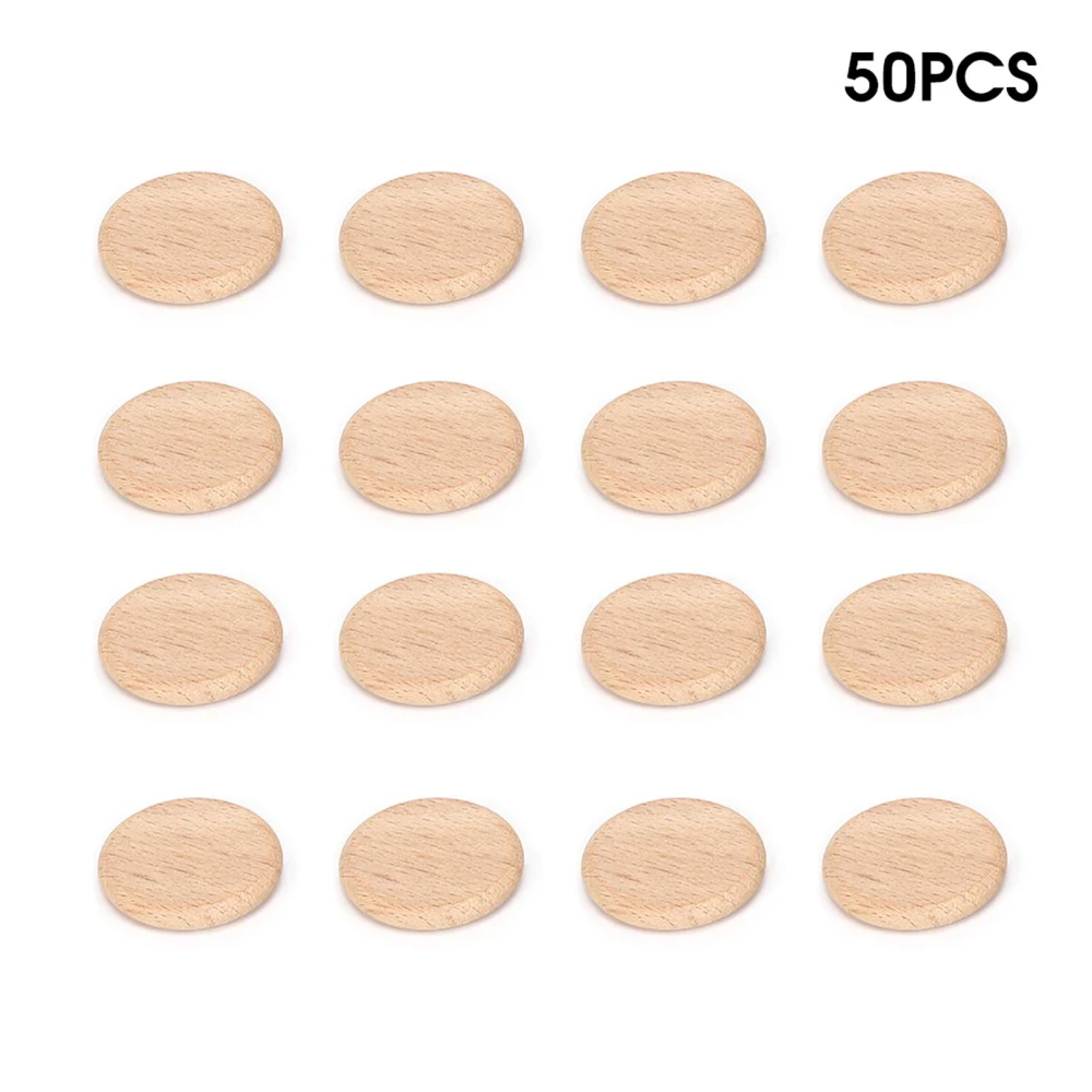 50Pcs Round Wooden Blank Slices Beech Chip No Hole DIY Hand Made Decoration Accessories(3.8cm )