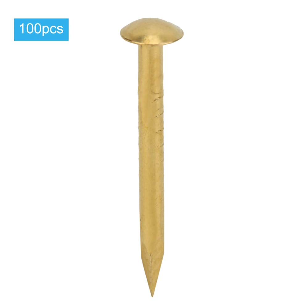 100Pcs Round Head Nail Brazen Brass Vintage DIY Craft Fastener Installation Accessories18mm Length