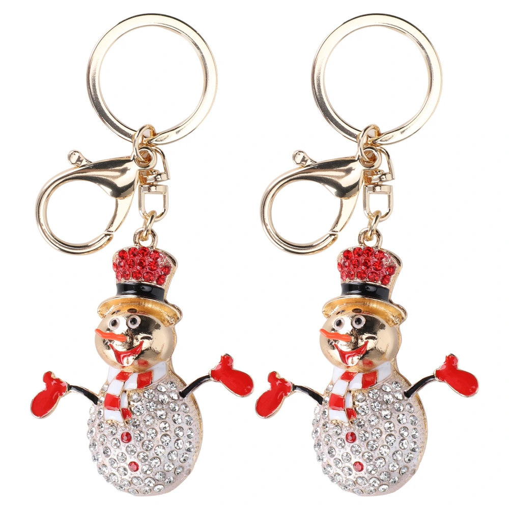 2Pcs Snowman Keychain Pendant Stylish Cute Christmas Bag Charm Hanging OrnamentsRed