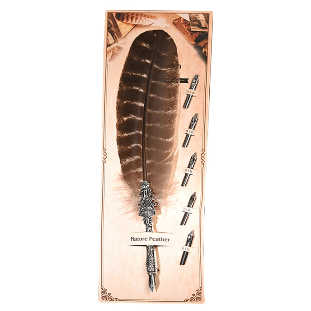 Classical Vintage Feather Fountain Pen Calligraphy Quill Dip Pen Home Decor Gift(04#)