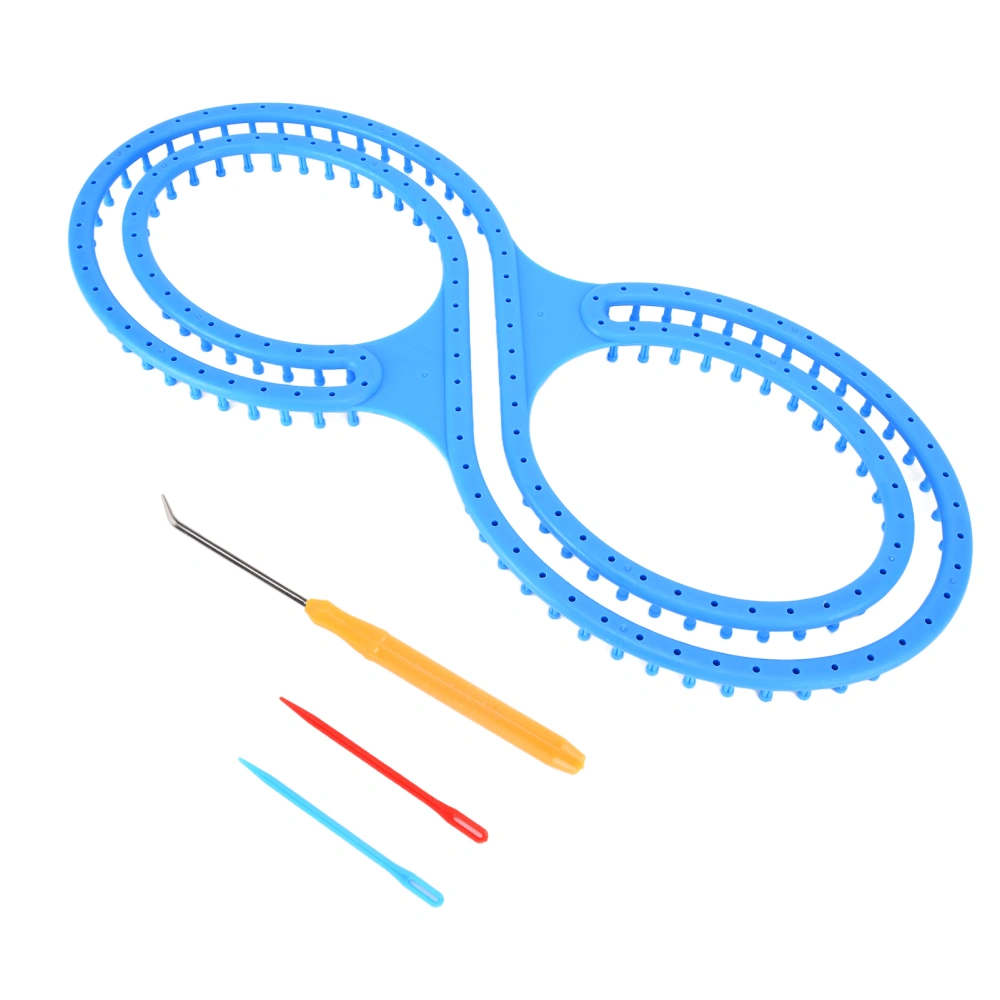 Knitting Loom 8 Shape Plastic Blue Loom Kit with Crochet Suture Needles for DIY Blanket Socks Scarf Hat Craft