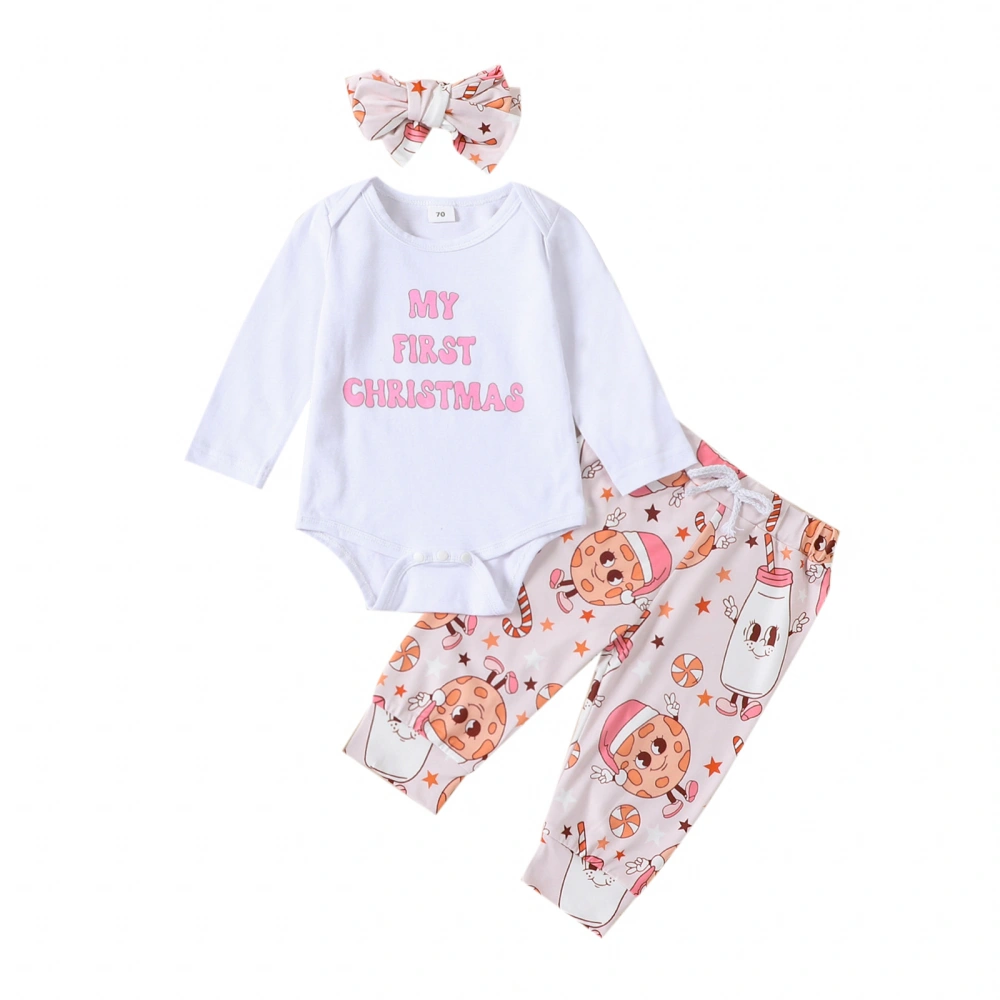 Baby Girls Letter Print Romper and Star Print Pants Headband