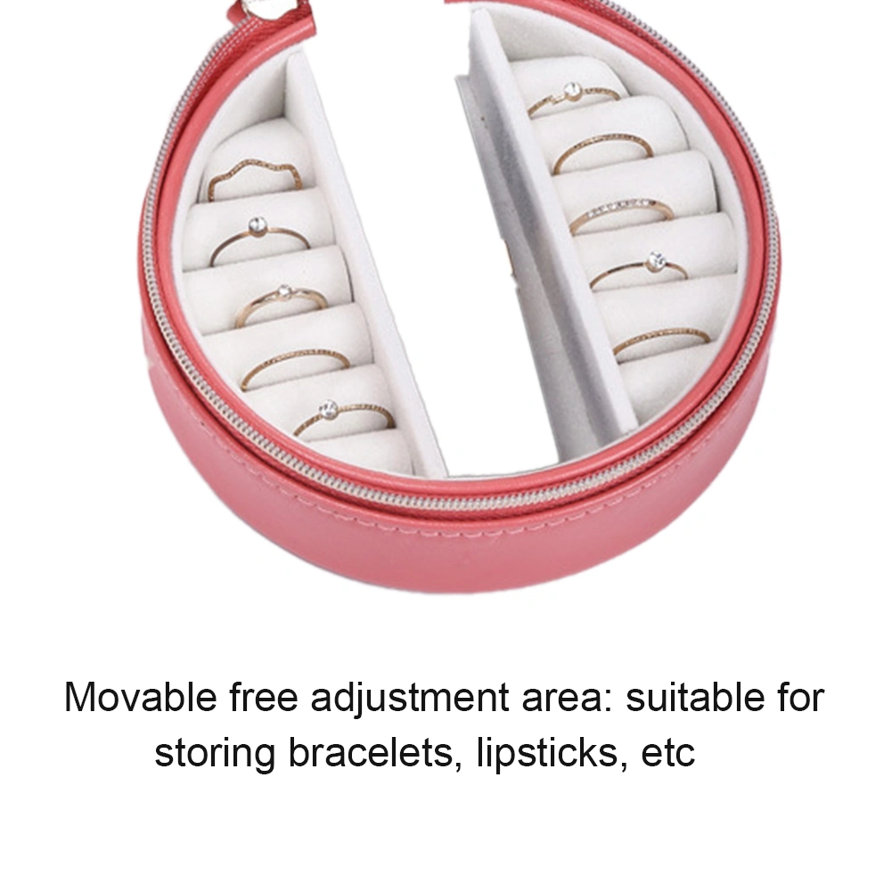 Women Jewelry Boxes Round Shaped Necklace Earring Rings Organizer