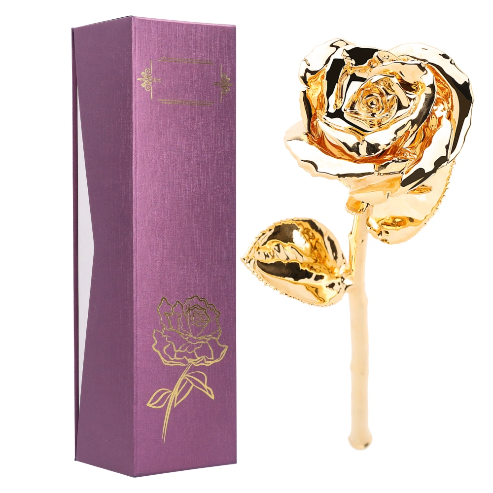 24K GoldPlated Rose Flower for Double Seventh Day Birthday Decorations Ornaments