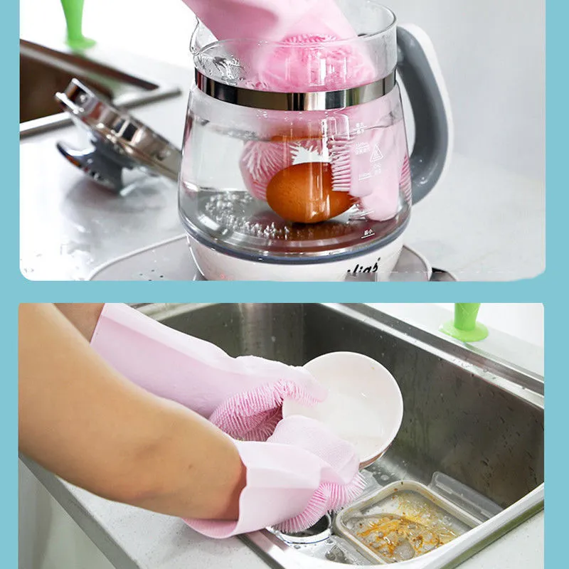 Kitchen Magic Rubber Gloves Multi-functional Dishwashing Silicone Mittens