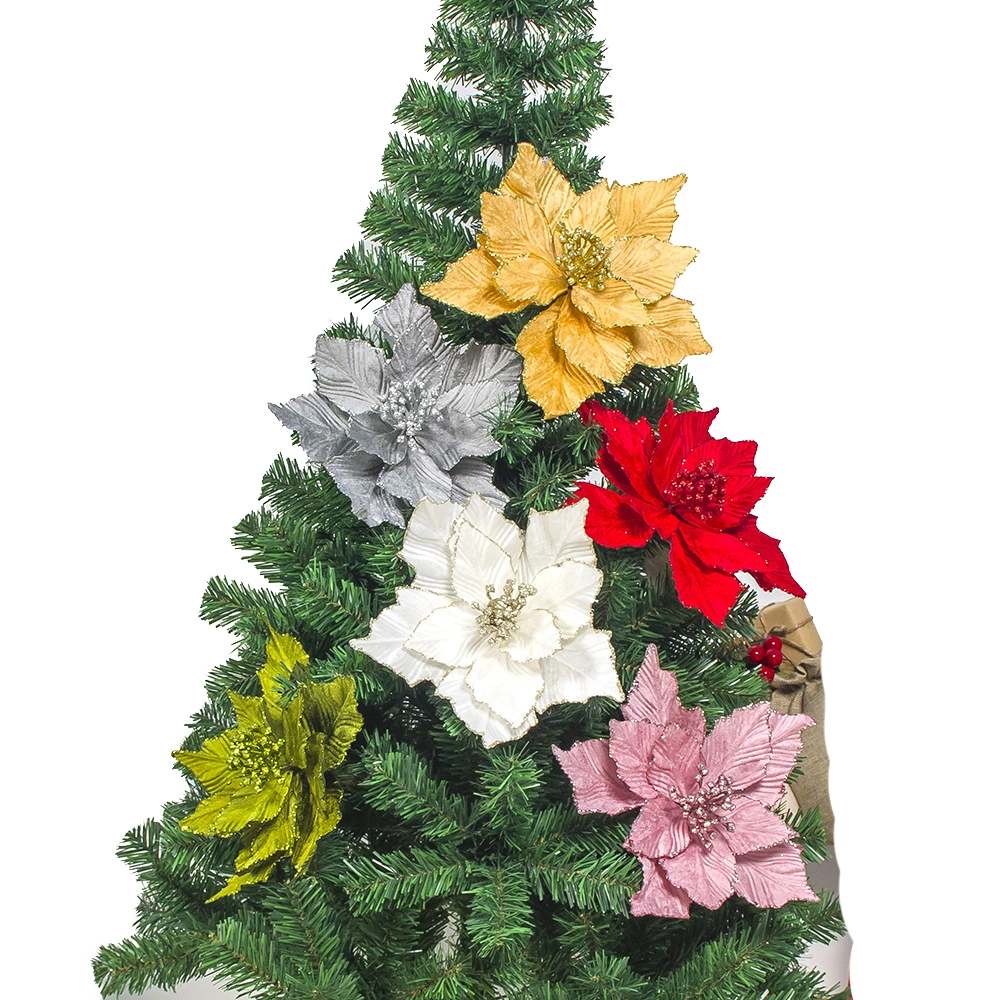 Christmas Artificial Sequined Glitter Flower For Home Party Wedding