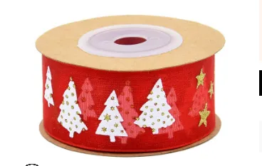 Gift Box Belt Decoration Christmas Bronzing Pattern Durable Ribbon