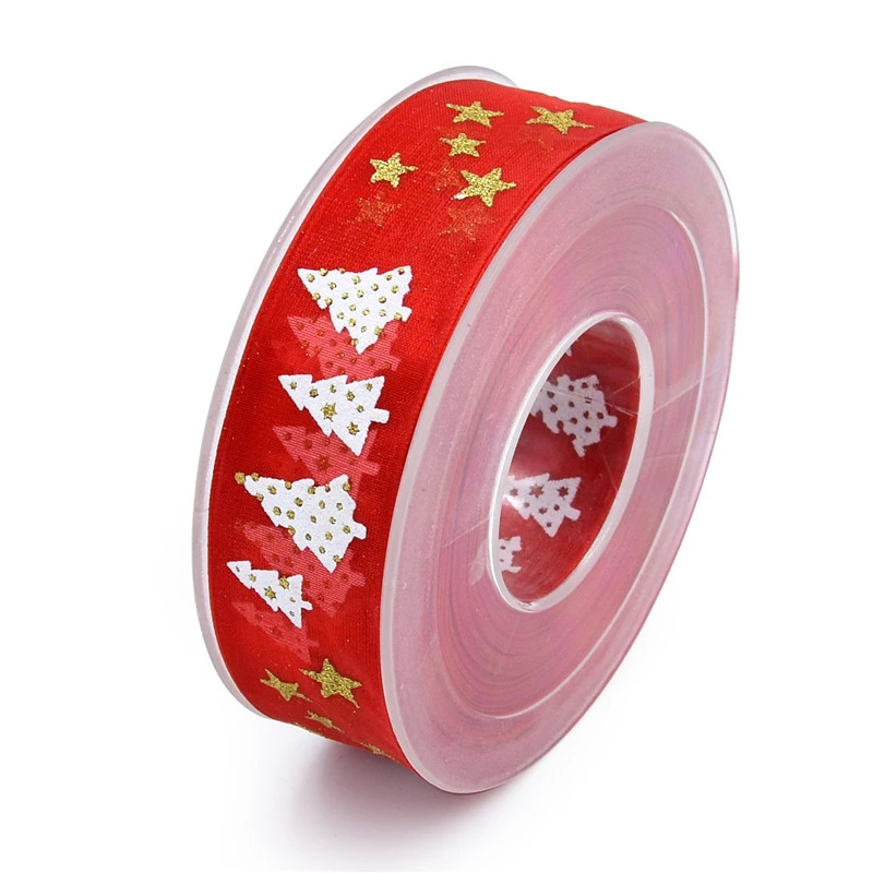 Gift Box Belt Decoration Christmas Bronzing Pattern Durable Ribbon