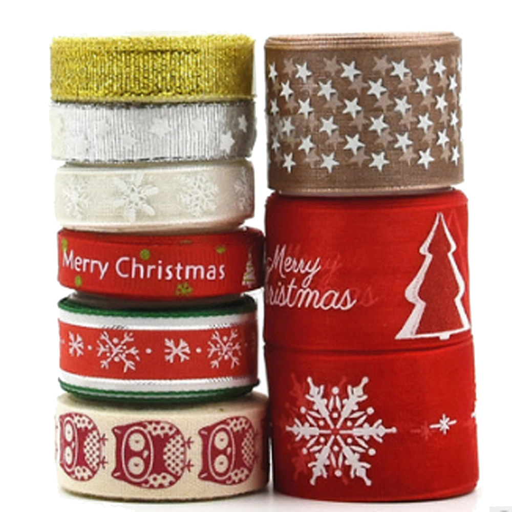 Gift Box Belt Decoration Christmas Bronzing Pattern Durable Ribbon