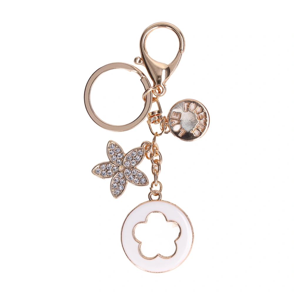 Car Keychain Beautiful Practical Exquisite Appearance Fashionable Five Leaf Clover Keychain for Decoration GiftsWhite