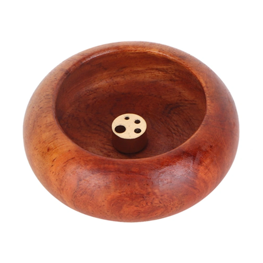 Vietnamese Mini Round Incense Stick Buddhist Supplies Bowl Shape Incense Holder(Rosewood)