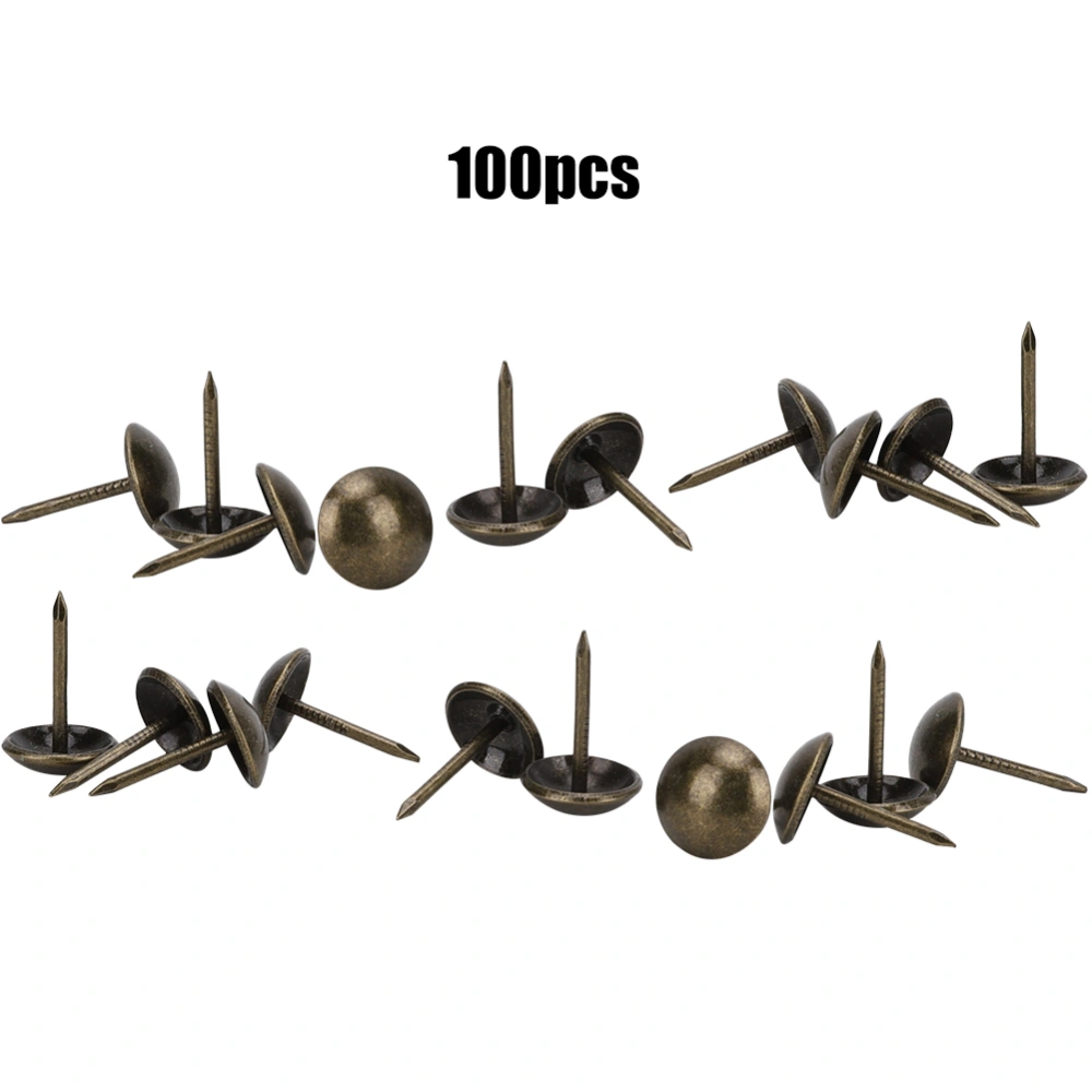 100Pcs Upholstery Nail Antique Brass Iron Furniture Decorative Drawing Pin Accessories 11x17mmBronze