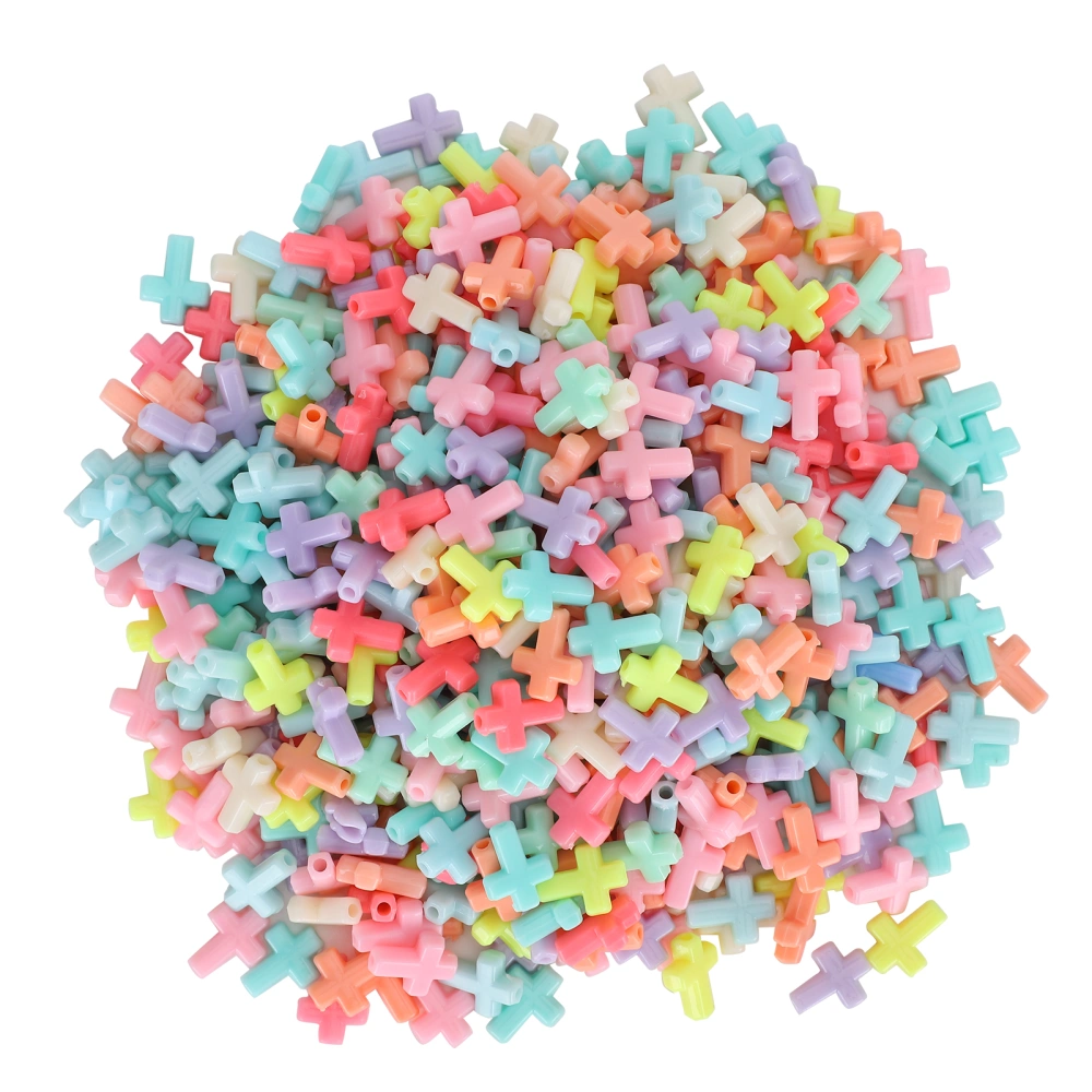 500pcs Cross Beads Acrylic Chunky Candy Color Cross Beads for DIY Jewelry Making