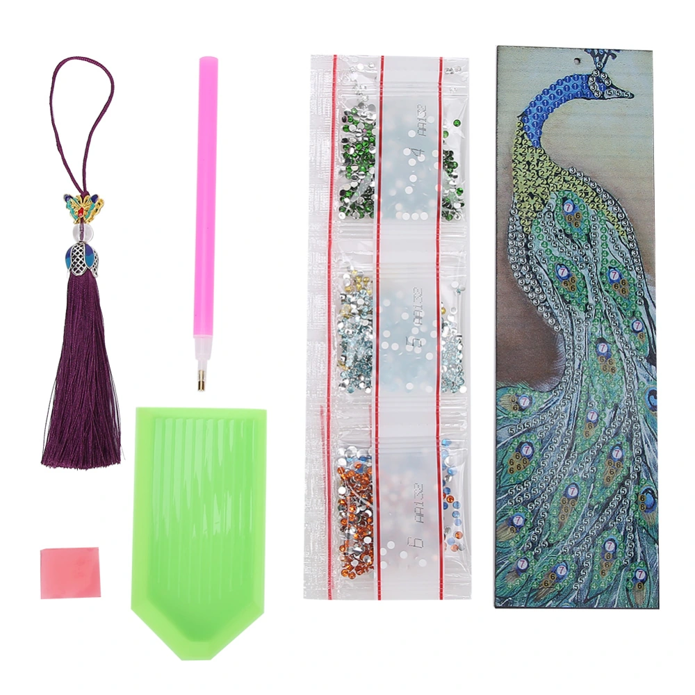 Shaped Diamond Painting Bookmark Peafowl Pattern Tassel DIY Gift Book Decoration