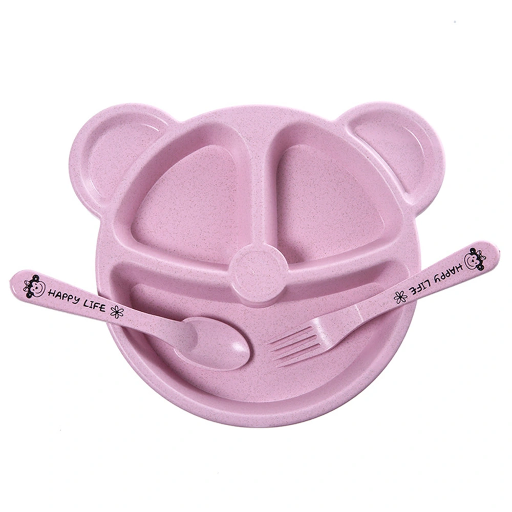 Toddler Baby Food Plates, Bear Head Shape Non-Toxic Divided Plates