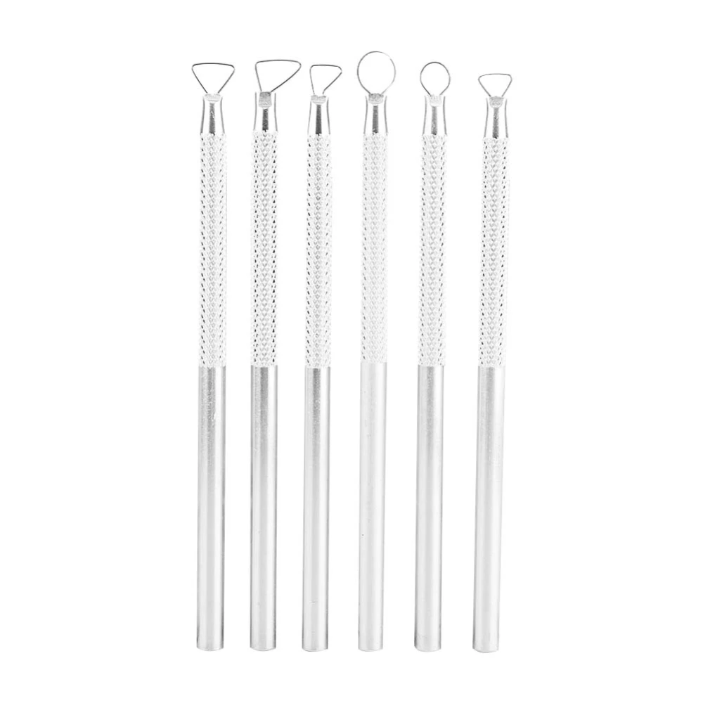 1 Set 6 Pcs Aluminum Clay Pottery Sculpting Moulding Pen DIY Craft Tool