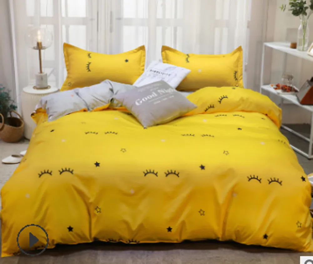 4 Pcs Patter Printed Bed Suits, Luxury Complete Bedding Set, Cute Cover