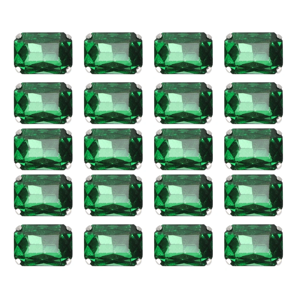 20Pcs DIY Claw Diamonds Wedding Dress Retro Fashion Craft Glass Clothing Decorations13 x 18mm Turquoise Rectangle Glass Claw Diamond