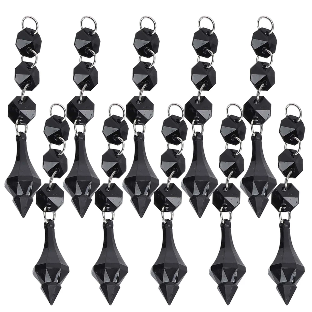 10Pcs Crystal Pendant Tapered Acrylic Material Irregular Beaded Ornament DIY Lamp DecorationBlack