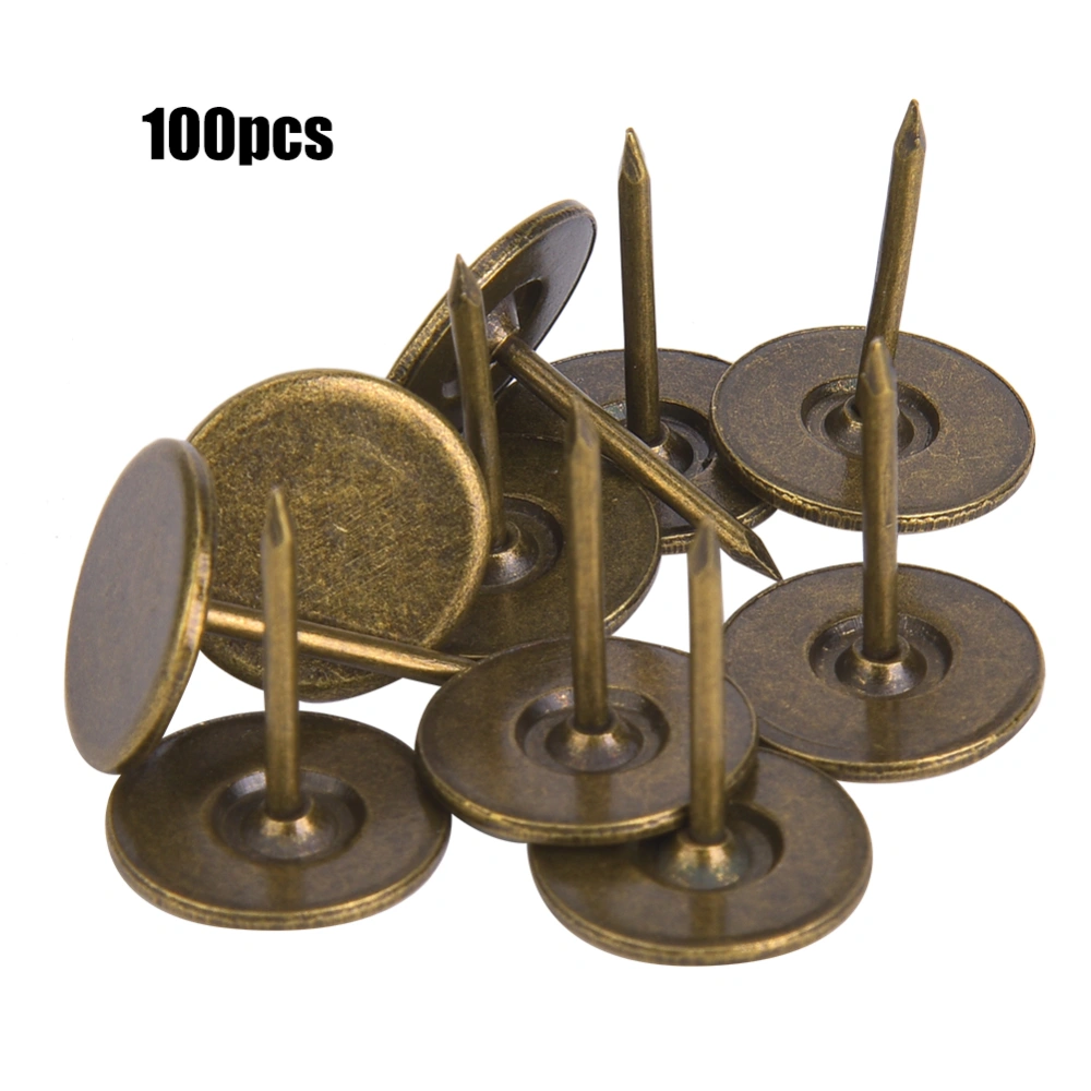 100Pcs Upholstery Nail Flat Head Cyan Bronze Iron Decorative Pin Sofa Furniture Accessories16 x 20mm