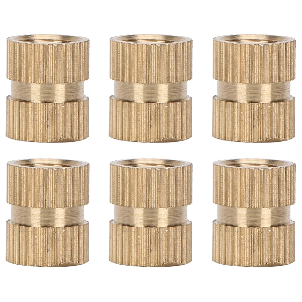 100Pcs Knurl Insert Nut Brass Double Pass Embedded Fastener HandMade Accessories M6x10x8