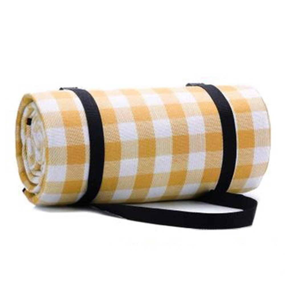 Outdoor Waterproof Picnic Blanket with Straps Plaid Print Foldable Camping Mat