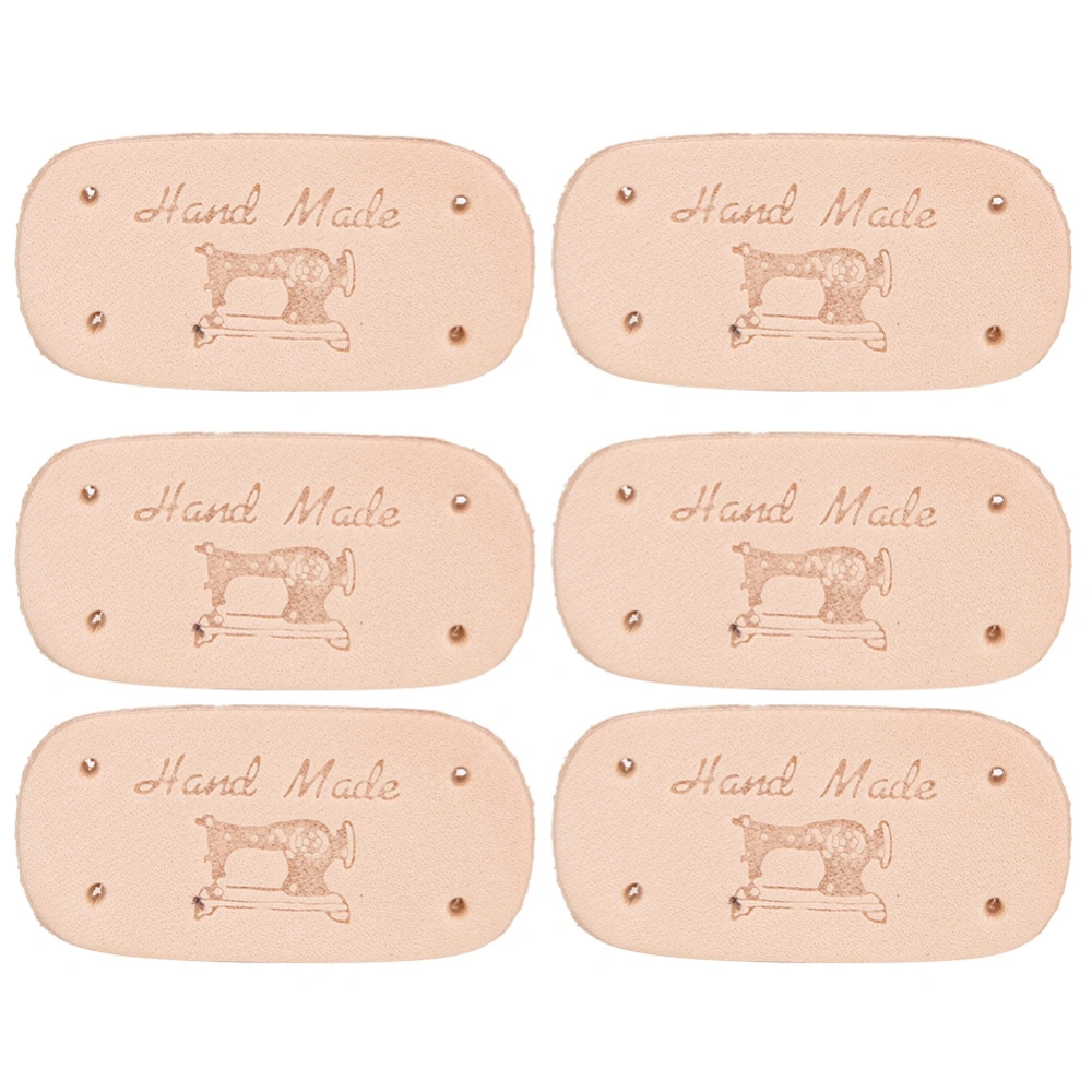 6Pcs Cow Leather Label DIY HandMade Sewing Clothes Bag Decoration Accessories(Natural )