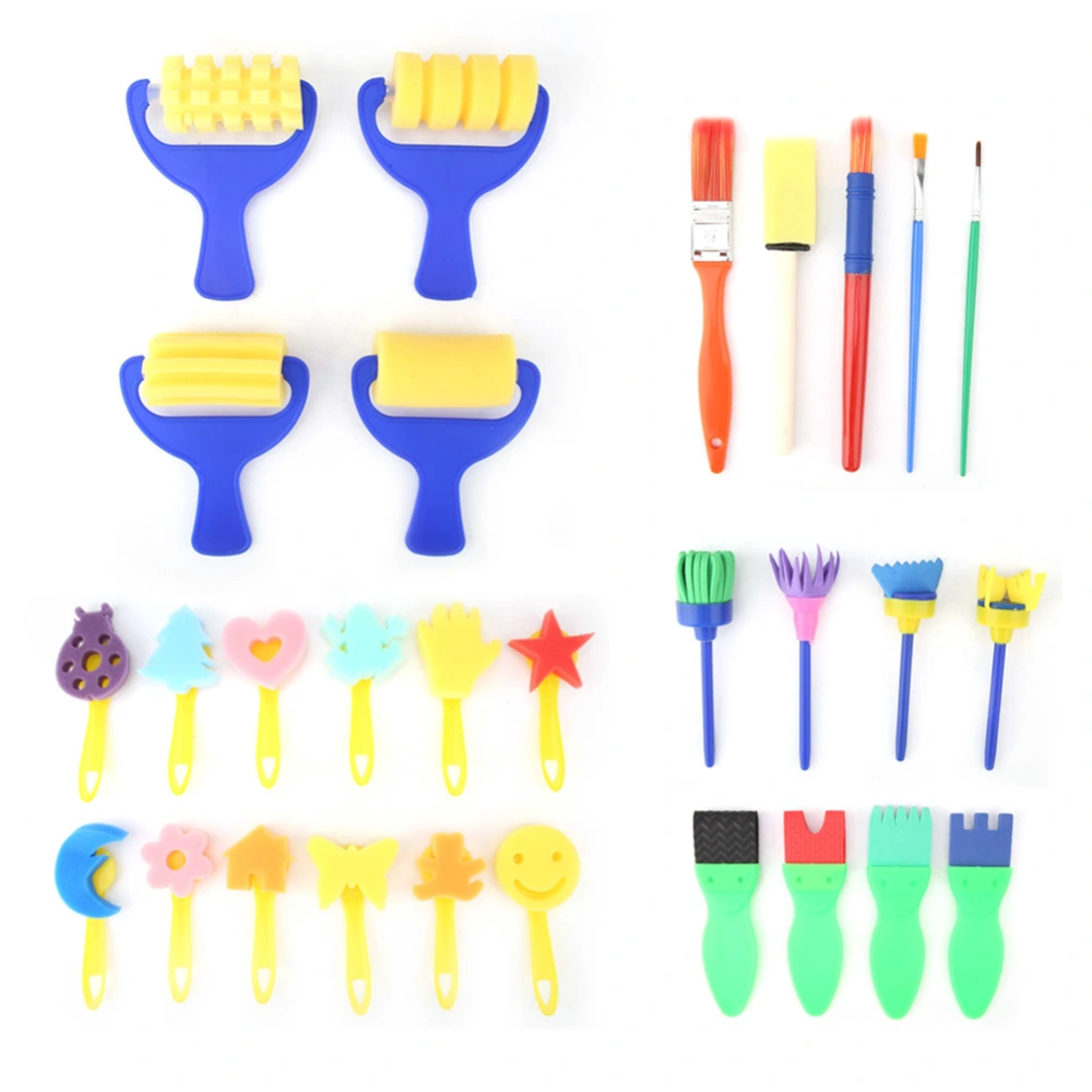 29PCS Painting Sponge Brush Sponge Roller DIY Child Kids Painting Tool Educational Toy Kit