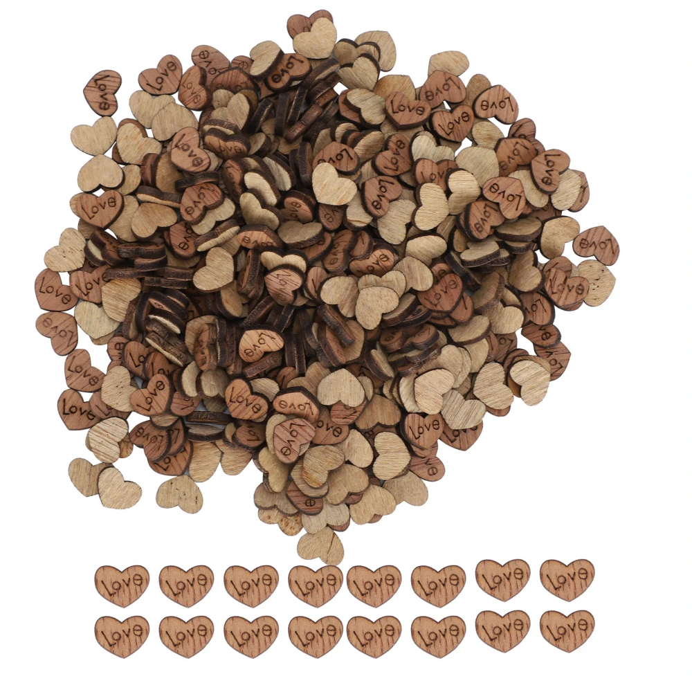 300Pcs Wooden Heart Confetti Natural Craft DIY Ornament Valentine's Day Wedding Decoration