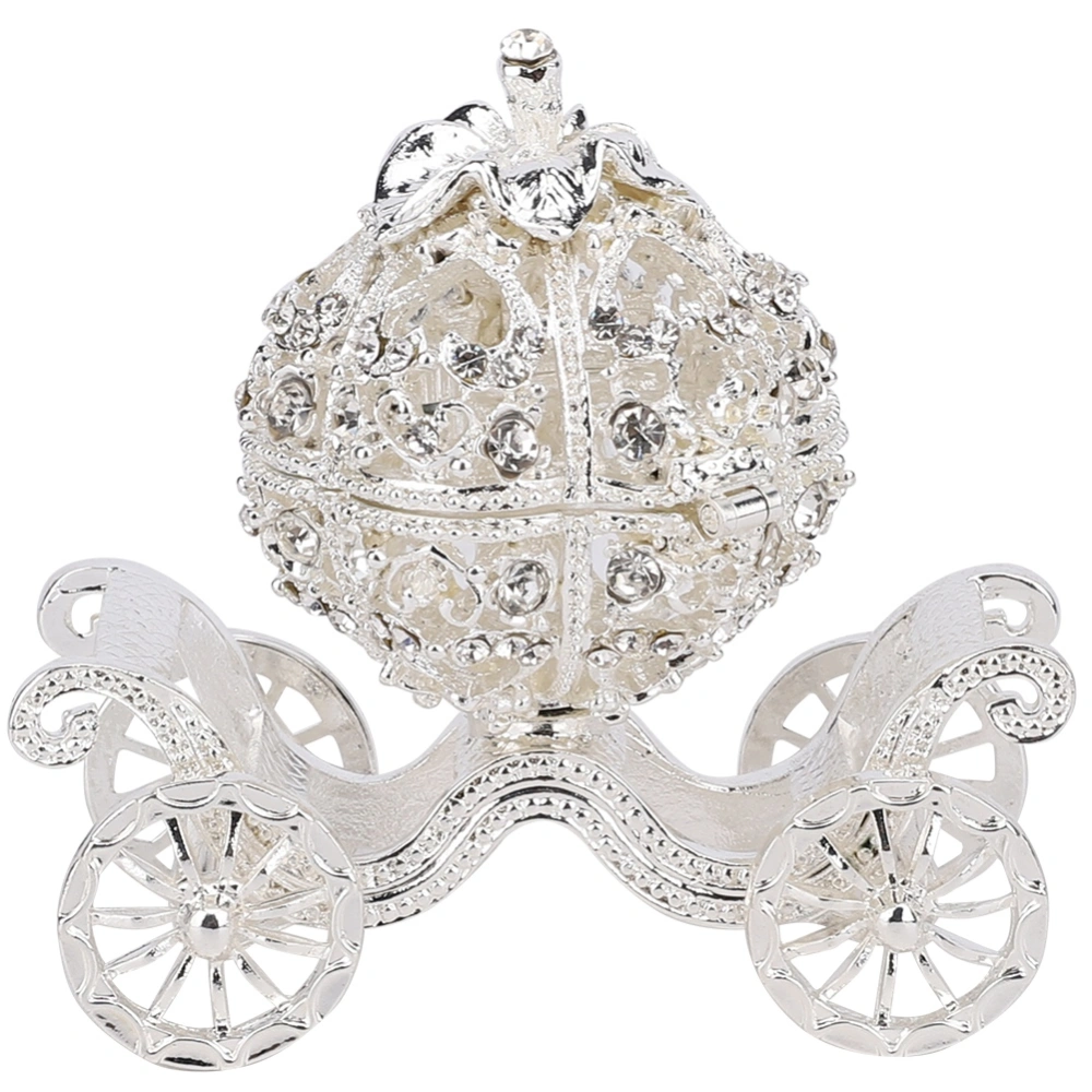 Rhinestone Decorated Pumpkin Carriage Jewelry Box Metal Crafts Gift Tabletop Decoration