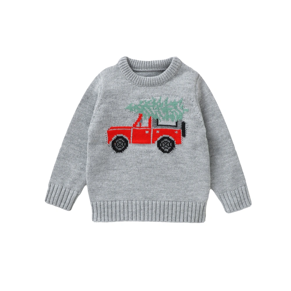 Baby Christmas Sweaters Long Sleeve Red Truck Print Knit Tops