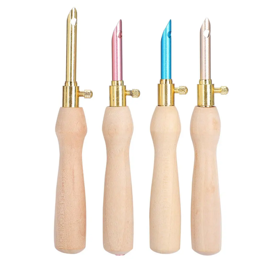 4pcs Portable Punch Needle Knitting Embroidery Pen Wooden Handle for Sewing Felting DIY Craft Handwork